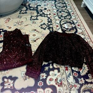 Womens two piece size small express brand sequin set top and ankle pants NWTS